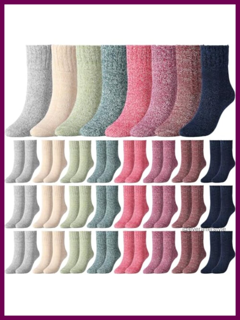 32 Pairs Wool Blend Thermal Socks Crew Length Winter Boot Hiking
